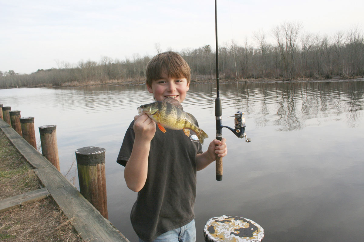 Youth angler with a nice yellow perch