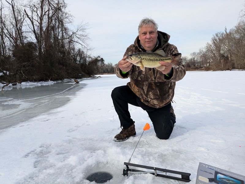 Ice fishing bass fishing