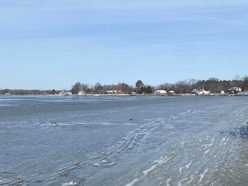 ice covered chesapeake bay fishing