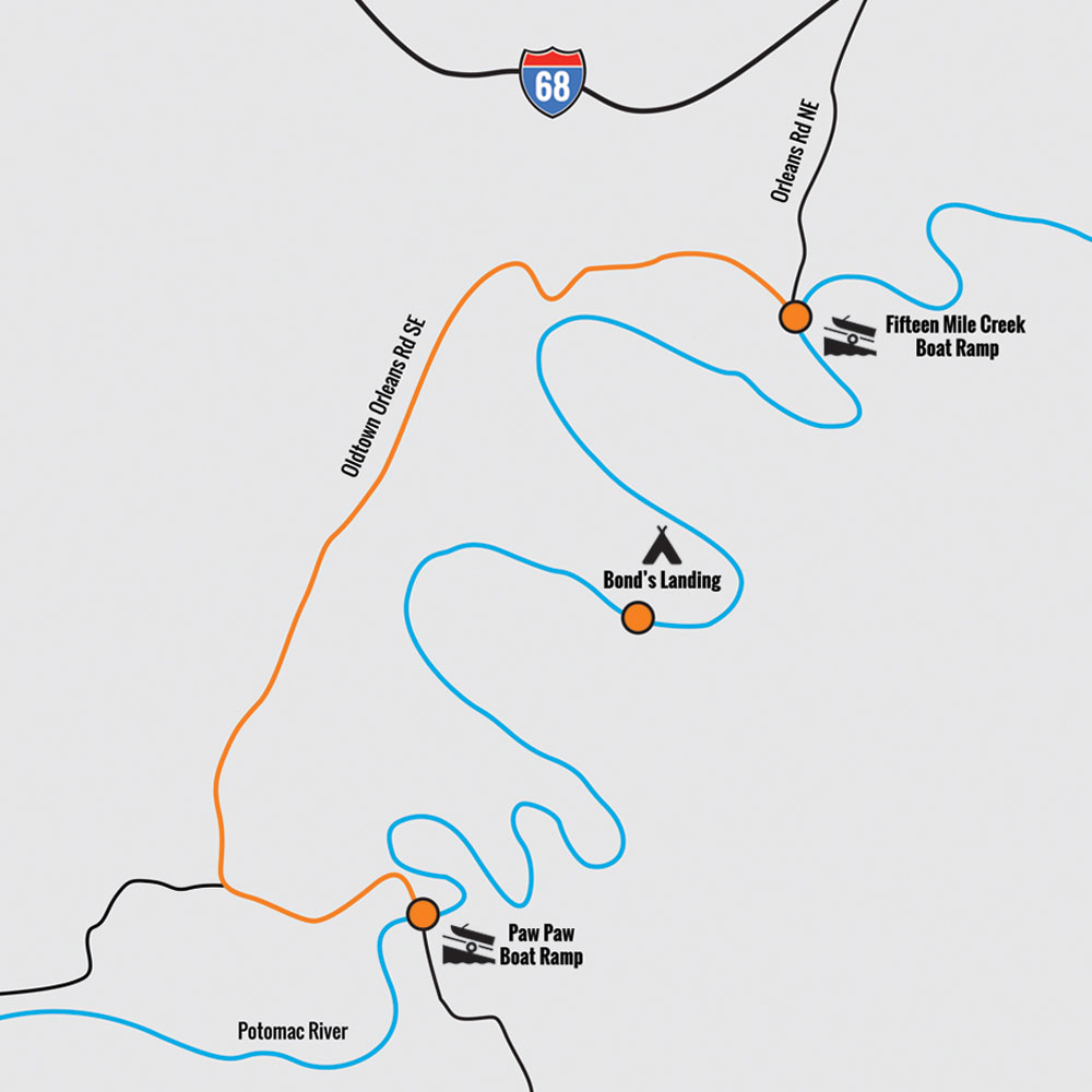 Paw Paw Bends Potomac River Map