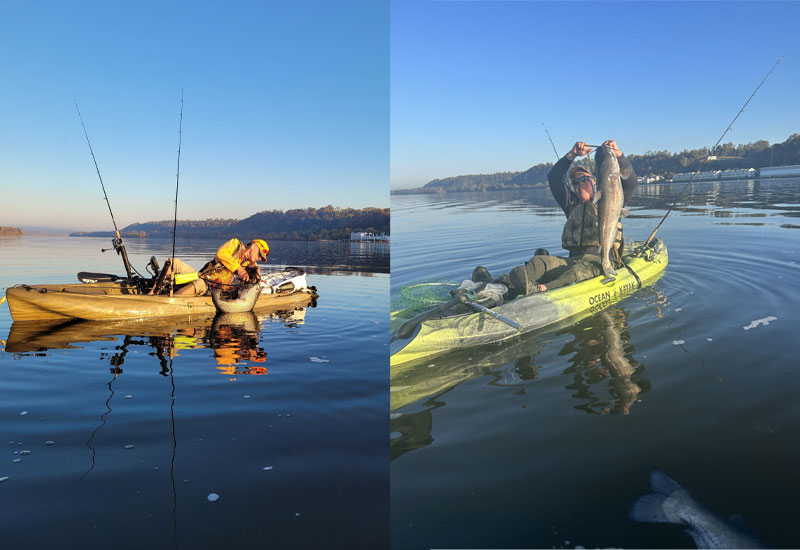 kayak anglers catching big catfish
