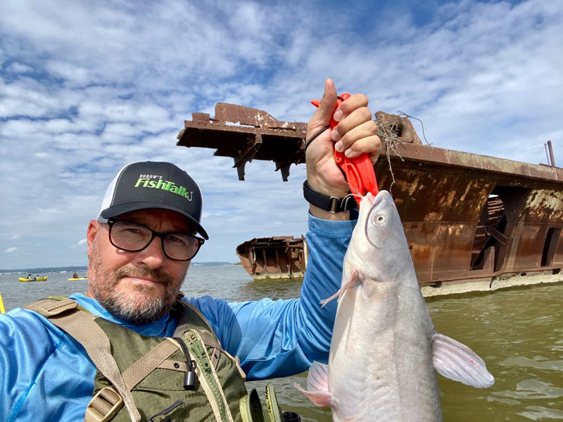 blue catfish from a kayak