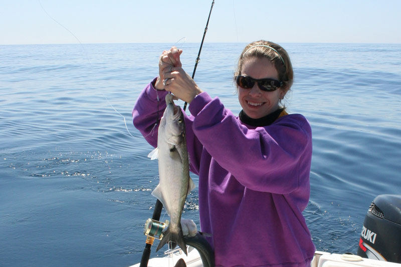 woman caught a bluefish