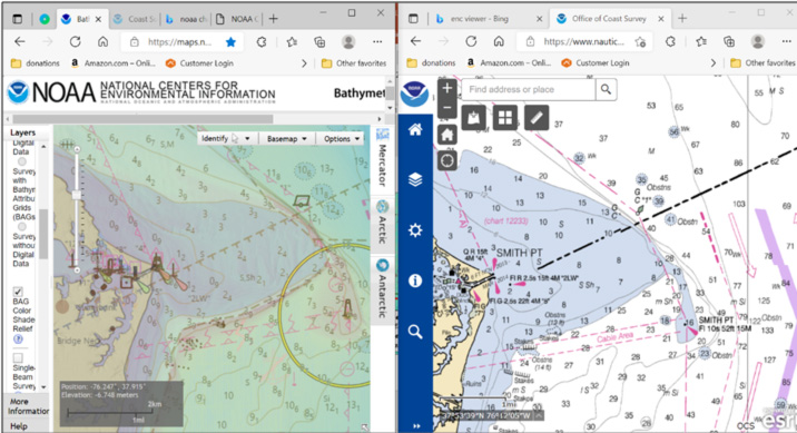 side by side nautical charts