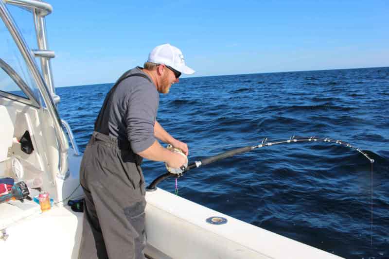 a deep drop angler fights a swordfish