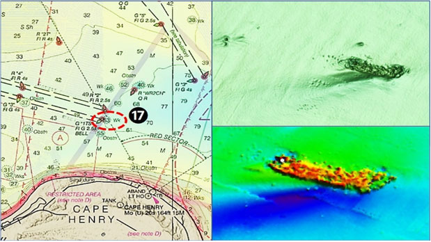 underwater scan of fishing wreck site