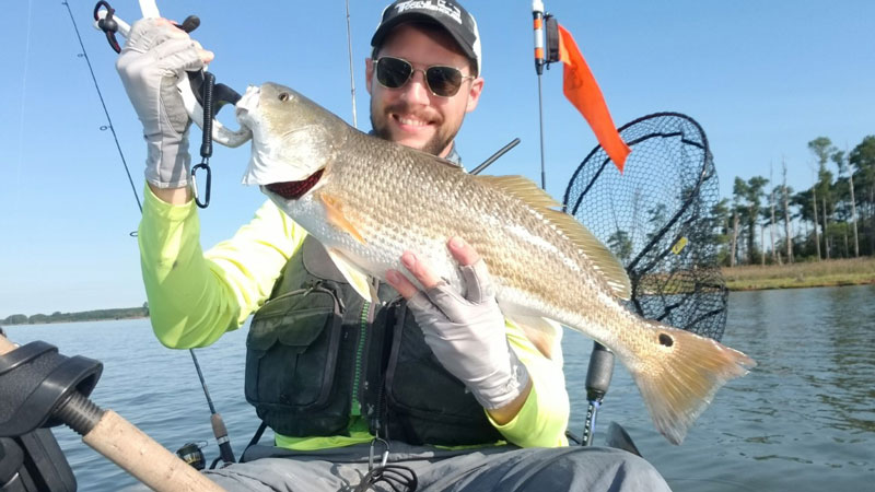 fishing for redfish on a kayak