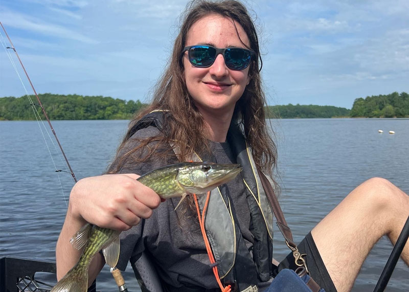 pickerel caught kayak fishing at the lake