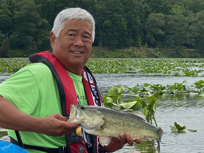 fishing for bass from a kayak