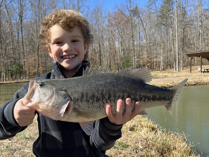 kid caught a big bass!
