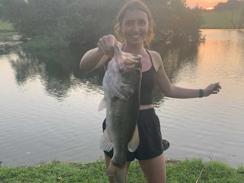 big largemouth bass in a pond