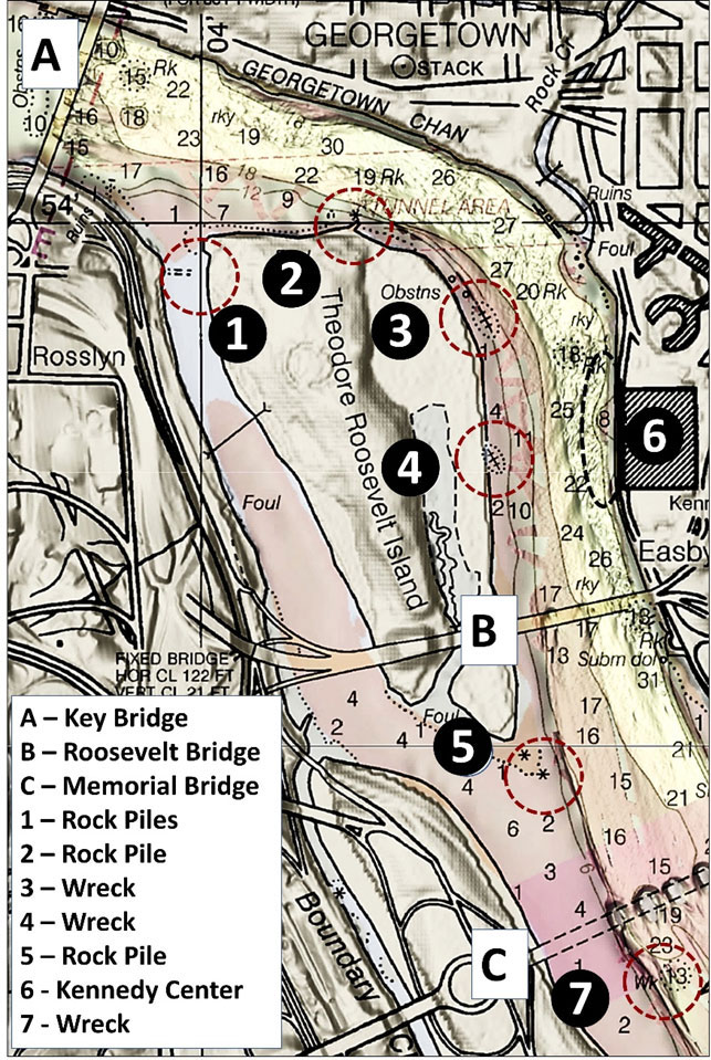 fishing map for georegtown in washington dc