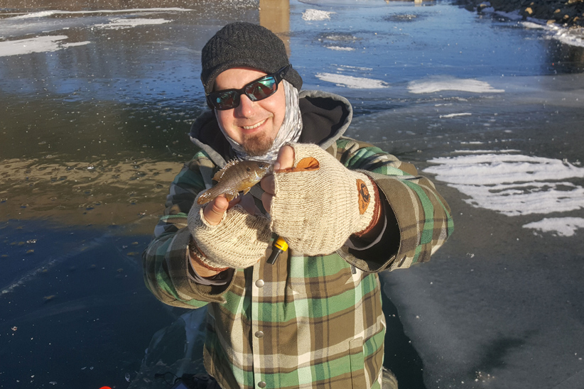 sunfish caught ice fishing