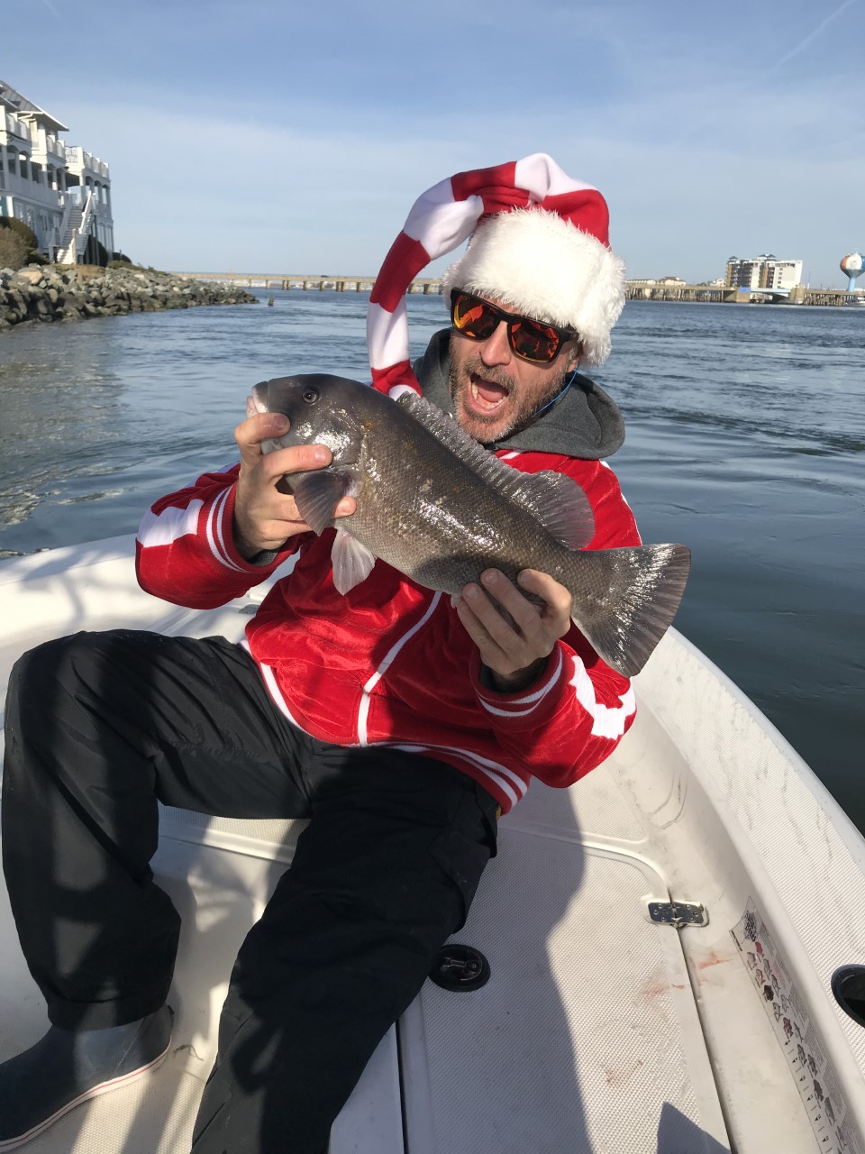 tog fishing in santa outfit