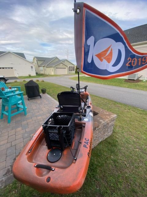 century club flag on a kayak