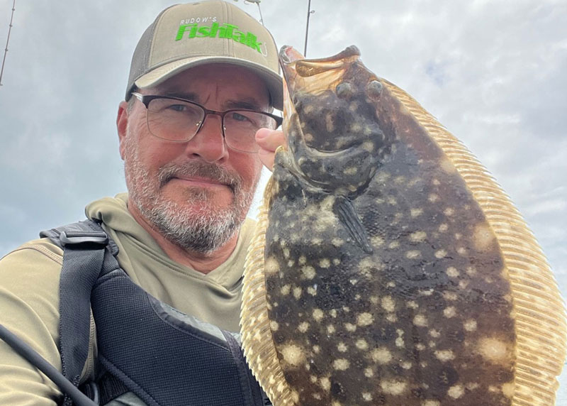 flounder caught jigging on a fishing kayak