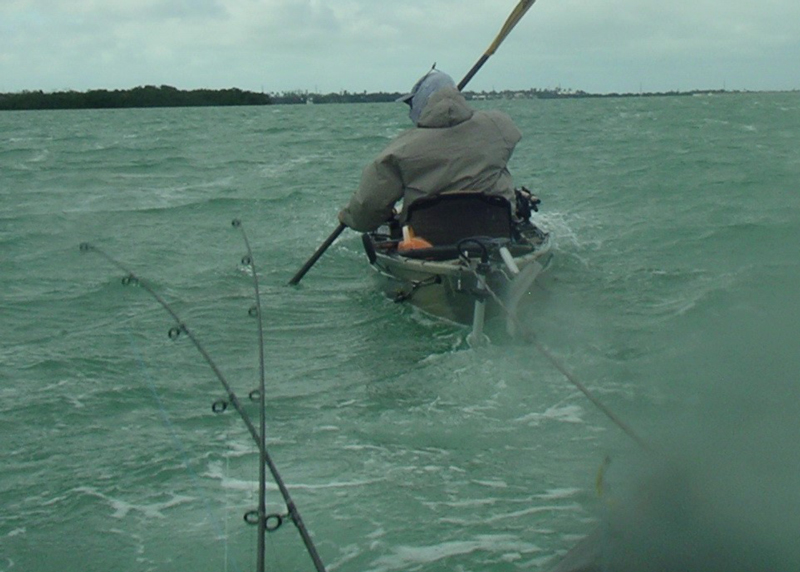 kayak fishing in rough water