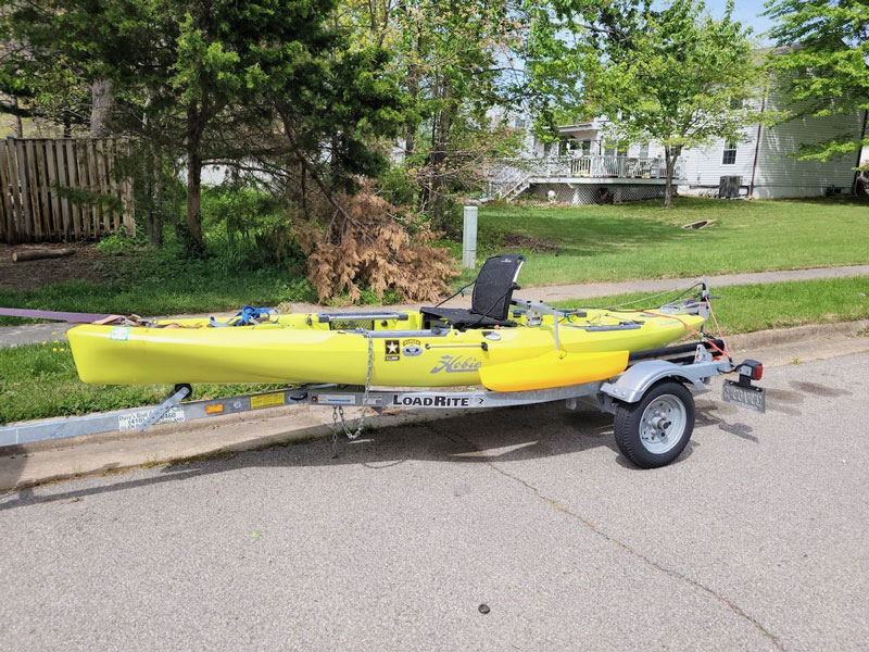 fishing kayak on a trailer