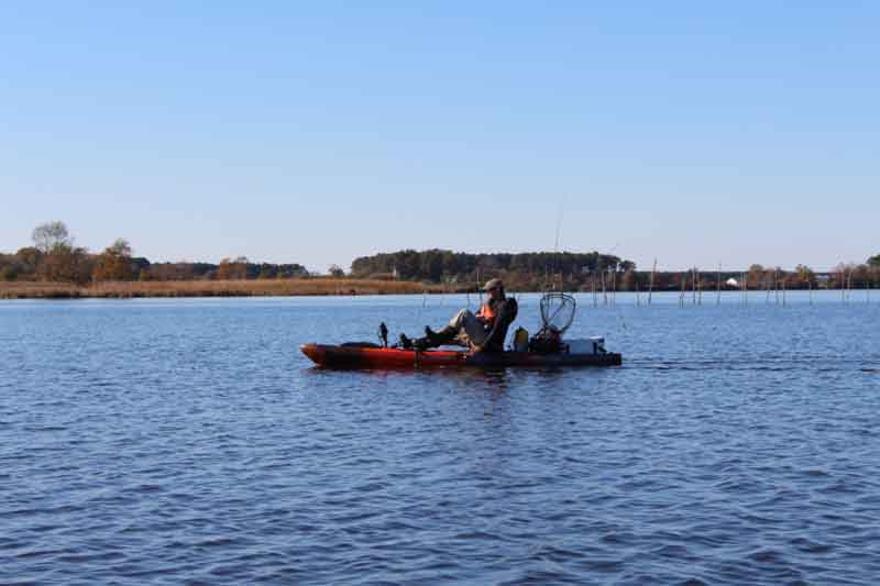 angler trolling from a kayak