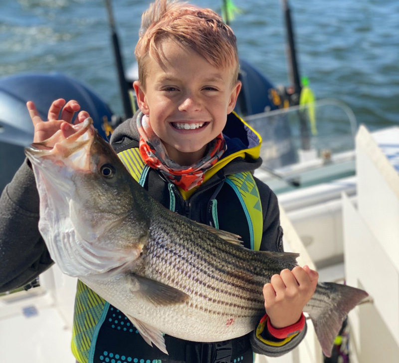 happy kid fishing