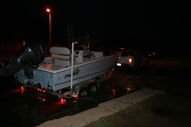 launching a boat at the ramp