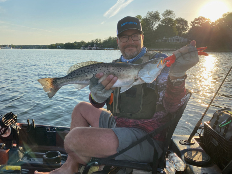 kayak fishing for speckled sea trout