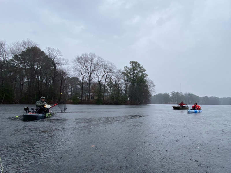 kayak fishing in the rain