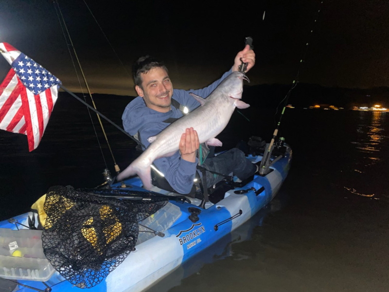 blue catfish from a kayak