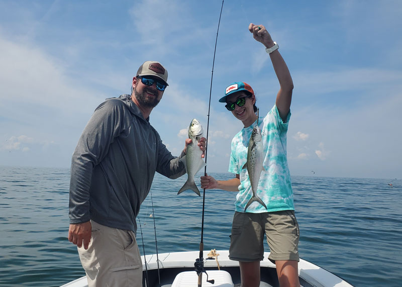 anglers with mackerel and bluefish 