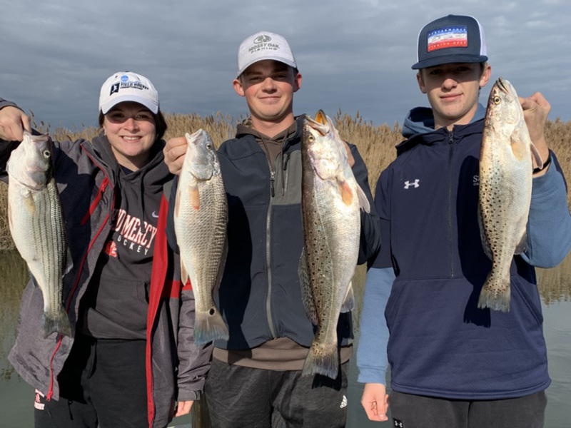 bay anglers with a mixed bag of fish species