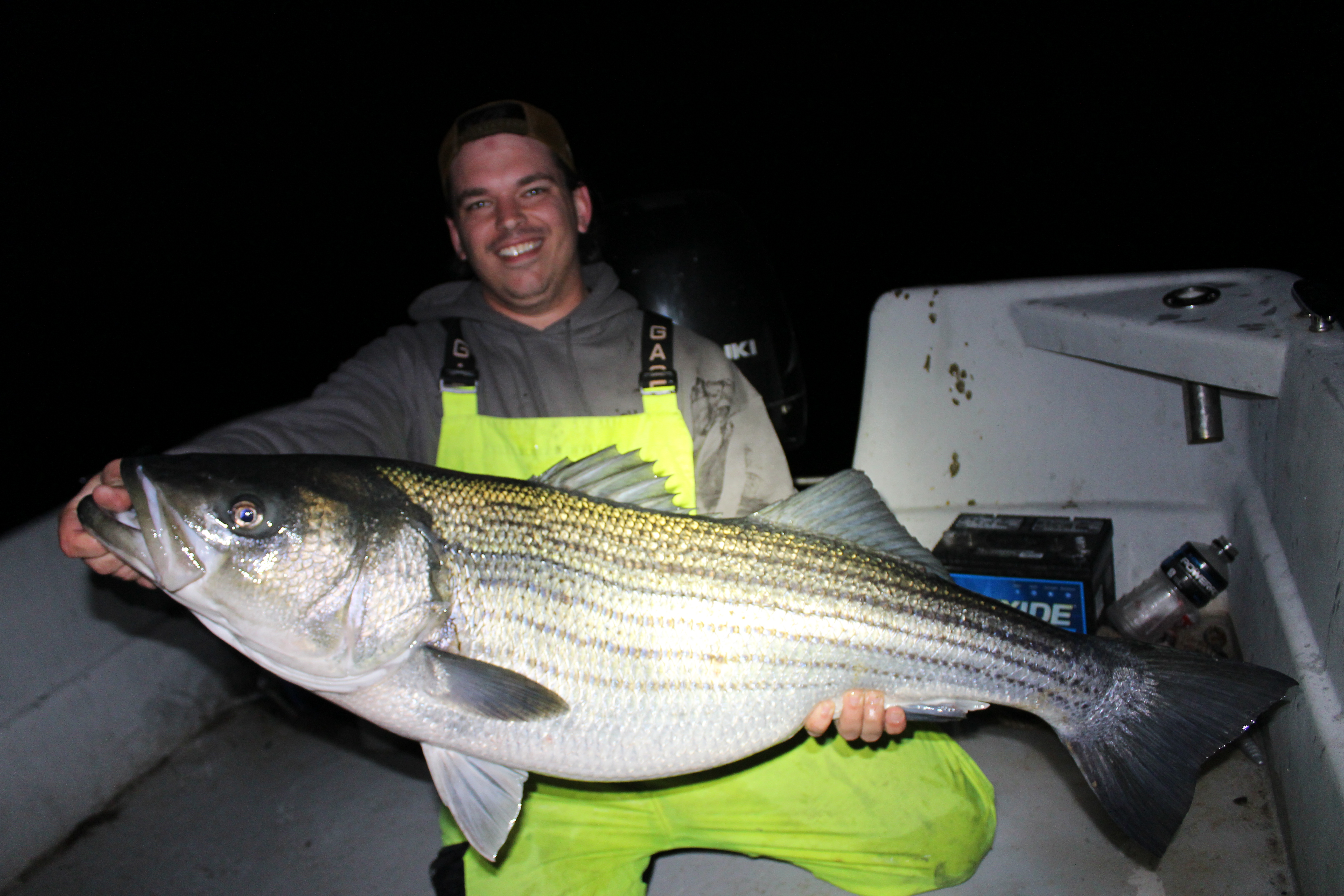 night fishing for striped bass