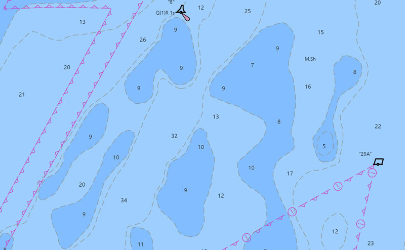 shoals and holes at pooles island