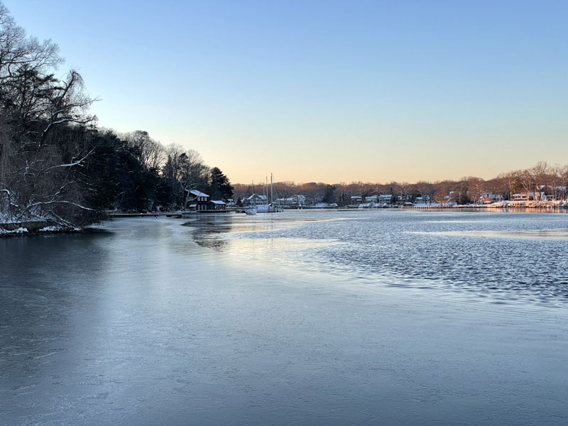 magothy river covered in ice