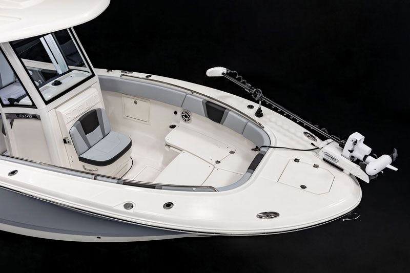 bow of the robalo r270 center console fishing boat