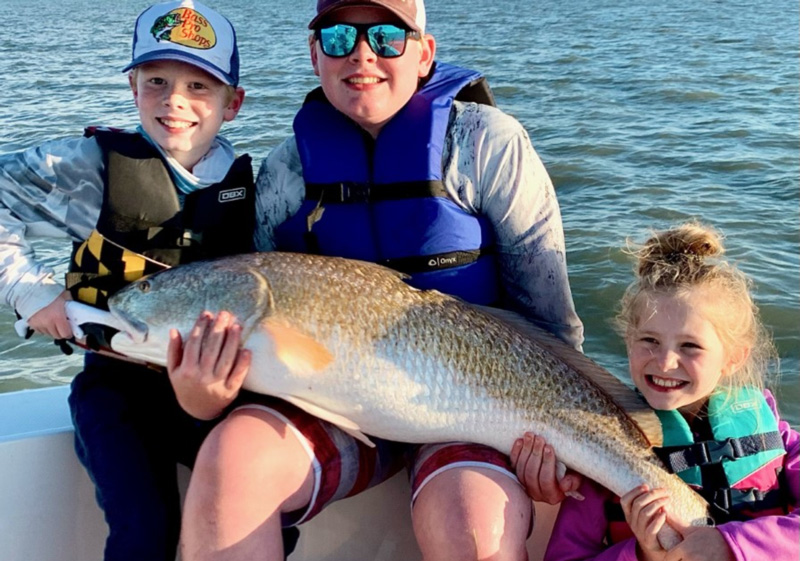 huge redfish caught in the tangier sound