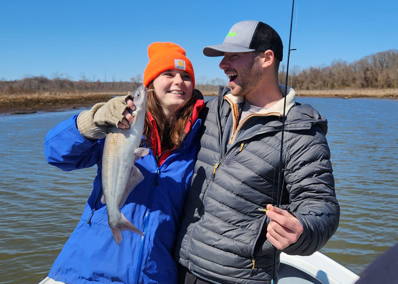 small blue catfish caught during winter